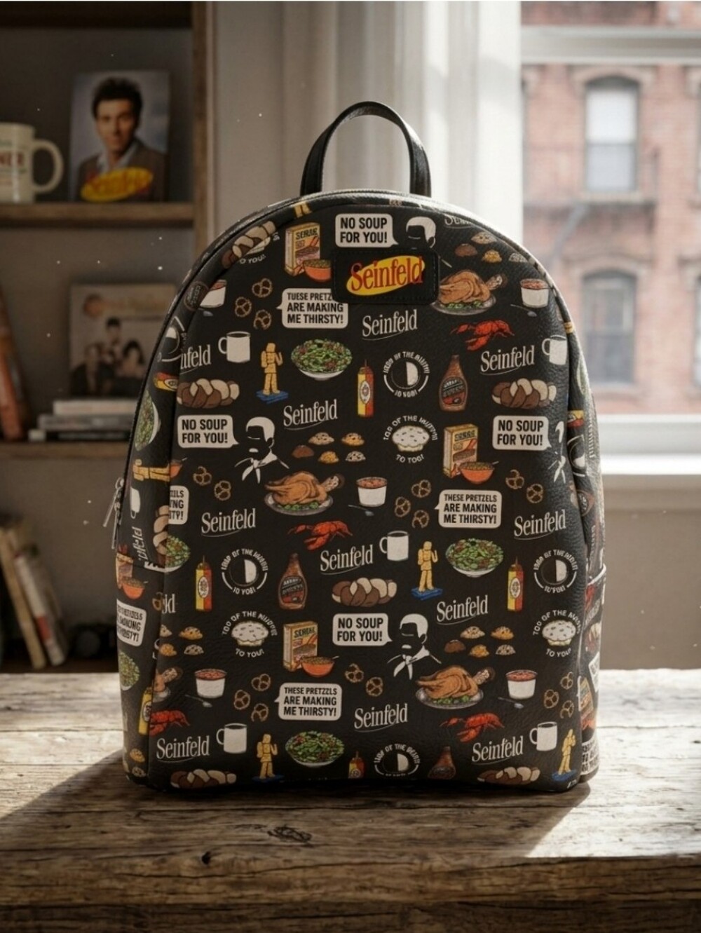 🛍Black Funko Seinfeld Faux Vegan Leather Small Mini Backpack